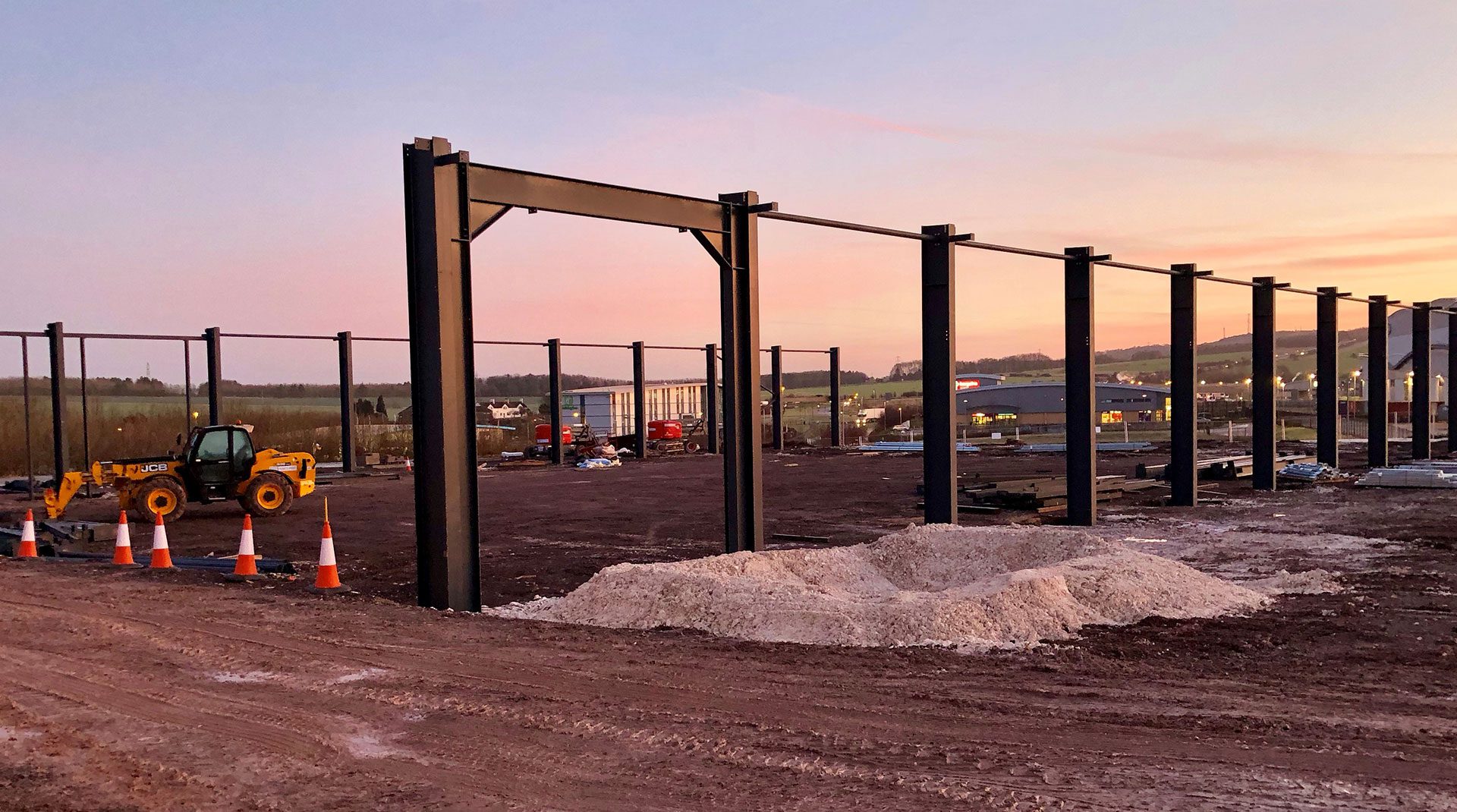 Steel frame construction at The Bluestone Centre